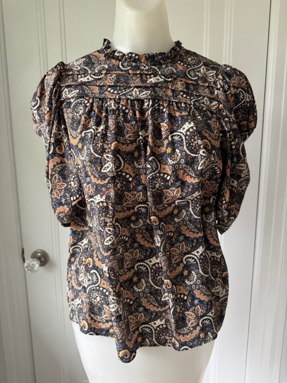 Ulla Johnson Lyla Night Sky Top 2 blue tan paisley